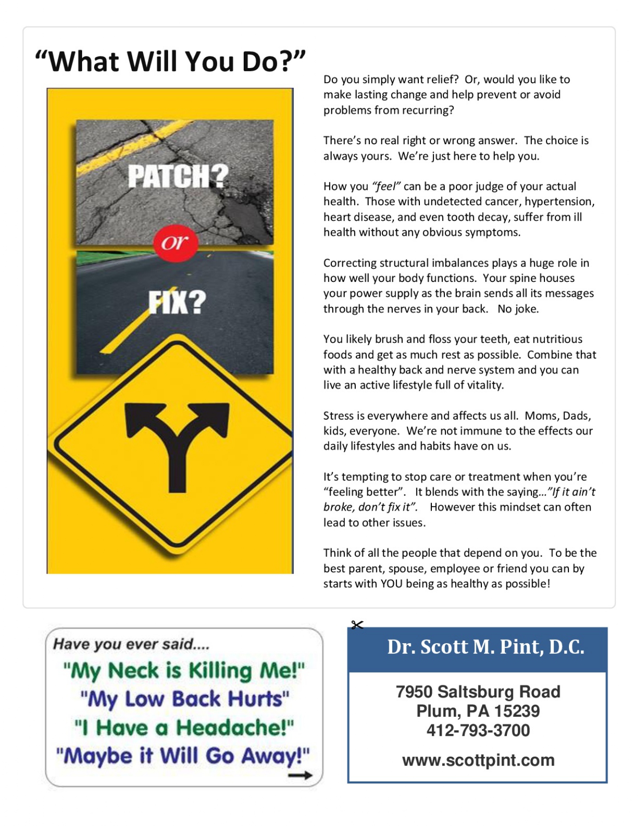 Patch or Fix Dr. Scott M. Pint Pain Relief & Natural Health Center